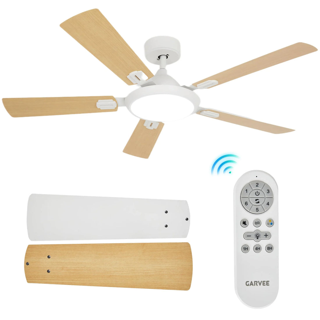 Garvee Deckenventilator 132 cm Mit LED, 6 Stufen, DC Motor, Fernbedienung, Leise
