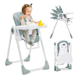 Garvee Grün Klappbarer Baby Hochstuhl – Höhenverstellbar mit 5-Punkt-Gurt & Doppeltablett für Babys bis 22,5 kg - Grün