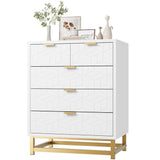 Garvee Weißer Schlafzimmer-Kommode Mit 5 Schubladen, Metallgestell, Modern, Groß Für Wohnzimmer Und Flur