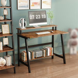 Garvee Schreibtisch Mit Regalen 80×50×75 cm, Für Home Office & Kleine Räume, Braun