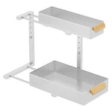 Garvee Spülschrank Organizer 2 Etagen Metall Höhenverstellbar Ausziehbares 41,5 cm Weiß für Küche und Bad, mit Stauraum, mit Ablage - Weiß