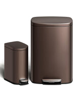 Garvee Mülltonnen-Set 13,2+2,6 Gal Metall Rostfrei Mit Deckel Tretmechanismus Für Küche Und Bad Braun Kompakt Ergonomisch - braun