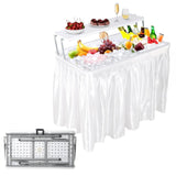 Garvee Eis Kühltisch 103×56×100 cm, Zweistufig, Mit Ablauf, Tragbar, HDPE, Für Party & Camping