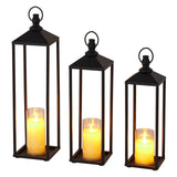 Garvee Set Aus 3 Dekorativen Metalllaternen Mit Flammenlosen LED-Kerzen, Schwarz, Für Innen- Und Außenbereich, Garten & Terrasse, 22", 19", 17"