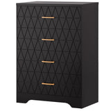 Garvee Kommode mit 4 Schubladen, für Schlafzimmer und Wohnzimmer, Schwarz - Schwarz