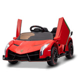 Garvee 12V Kinder Elektroauto – Flügeltüren, LED, MP3, Fernbedienung, 3 Geschwindigkeiten, Rot, Ab 3 Jahren - Rot