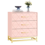 Garvee Holz Kommode 3 Schubladen Stauraum Rosa MDF Staubdicht Wohnzimmer Schlafzimmer Flur Kompakt - rosa
