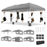Garvee Partyzelt 3×6 m, Wasserdicht, 420D Oxford, Mit 6 Seitenwänden, Für Outdoor Events, Hellgrau - Hellgrau