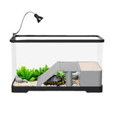 Garvee Schildkröten-Aquarium Kit Mit Badeplattform, Licht, Rampe, Acryl, 15.7×8.7×9 In, Transparent, 360° Sicht Für Wasserschildkröten