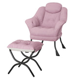 Garvee Bequemer Relaxsessel Mit Hocker Ergonomischer Lesesessel Abnehmbarer Bezug Wohnzimmer Schlafzimmer Klein, Schwarz - Rosa (Samt)