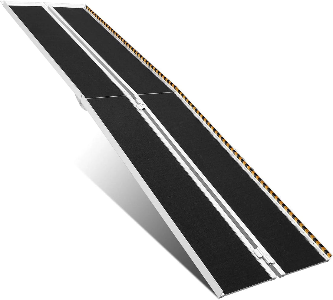 Garvee Rollstuhlrampen 213 cm, Aluminium, Rutschfest, Faltbar, Wetterbeständig, Für Zuhause & Auto