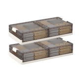 Garvee 2er Set Unterbett-Aufbewahrungsboxen Mit Deckel, Faltbar, Stapelbar, Mit Rollen, Transparent, Für Schlafzimmer & Studentenwohnheim, 81x40.5x17.5 cm