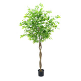 Garvee Künstlicher Ficus Baum 5ft Mit Seidenblättern Und Stabilem Zementtopf Für Zuhause Und Büro Grün - 160 cm