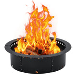 Garvee Feuerstellenring Ø 91 × 25 cm, sechsteiliger Feuerring aus Kohlenstoffstahl mit hitzebeständiger Beschichtung für Garten, Schwarz