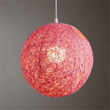Garvee Runde, Prägnante, Handgewebte Rattan-Lampenschirm-Hängelampe für Bar, Schlafzimmer, Hotel, Kirche, 15 cm Durchmesser, Mehrfarbig - Rosa