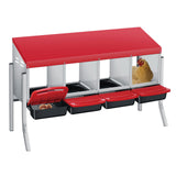 Garvee Hühnernestbox 4-Fach mit Ständer Metall Eiablagebox 106x50x70cm erhöht für 4-8 Hühner in Rot - Rot