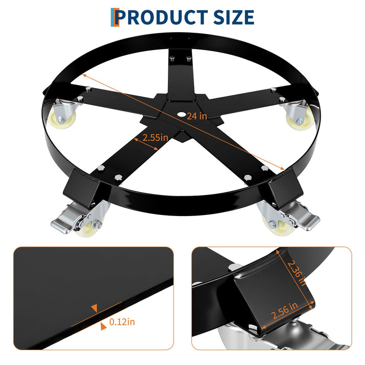 Abmessungen des Fasswagens, perfekt für 55-Gallonen-Fässer