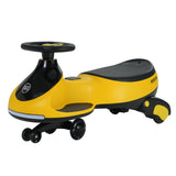 Garvee 2-in-1 Elektro-Wackelauto 12 V mit 2 Geschwindigkeiten, 360°-Lenkrad, PU-Leuchträdern, LED-Lichtern und automatischer Bremse - Gelb