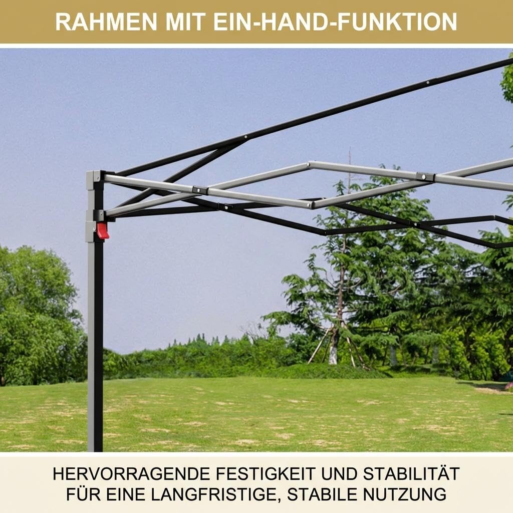 GARVEE 2,5 x 2,5 m Pop-Up Pavillon, Wasserdichtes Gartenpavillon mit UV-Schutz, Höhenverstellbar und Tragetasche, Ideal für Garten, Camping und Outdoor Events, Cremefarben