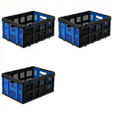 Garvee 3er-Set faltbare Aufbewahrungskörbe aus PVC, stapelbar, Blau, für Zuhause & Camping