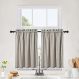 Garvee Set Von 2 Modernen Wasserfesten Halb-Café-Gardinen Mit Waffelmuster Für Kleine Küchenfenster 2x76x91 Cm Taupe - Naturfarbe