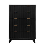 Garvee Hoher Holzkommode 5 Schubladen Fluted Design Modern MDF Stabil Für Wohnzimmer Schlafzimmer Kinderzimmer Weiß