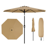 GARVEE Sonnenschirm 272 cm, UV50+ Schutz, 8 Rippen, Kurbel und Neigefunktion, Polyester, Gartenschirm für Terrasse & Garten, Beige - Khaki