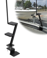 Garvee Bootstrailer Stufen Mit Handlauf, 3-Stufig, Rutschfest, Stahl, Verstellbar, 400 lbs Belastbar, Für Trailerzunge, Outdoor - schwarz