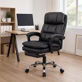 Garvee Bürostuhl PU-Leder Ergonomisch Verstellbar Mit Fußstütze Metallgestell 360° Drehbar Für Home Office Gaming Schwarz