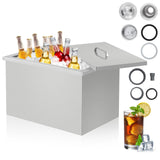 Garvee Drop In Ice Chest 25QT Edelstahl Eisbehälter Mit Deckel Und Abfluss Für Outdoor Partys Und Bars, 25QT, Silber - silber