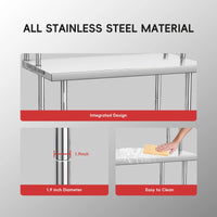 Garvee Edelstahl Arbeitstisch höhenverstellbar, rostfrei stabiler Werktisch 91 x 61 x 138 cm, hohe Tragkraft bis 662 kg für Werkstatt Küche