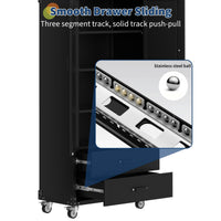 Garvee Schwerlast-Metall-Aufbewahrungsschrank – 183 cm (72″) hoch, 400 kg (900 lbs) Tragkraft, 2 Schubladen, 3 Regale, abschließbar mit Rollen