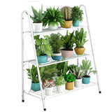 Garvee 3 Ebenen Metall Pflanzenständer Weiß Für Innen Und Außen Balkon Garten 63x31x69cm Platzsparend Robust