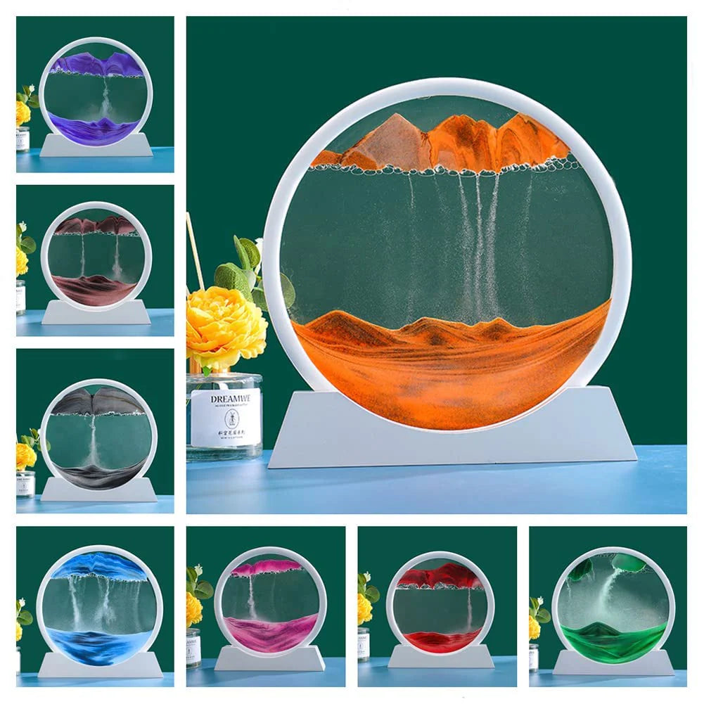 Garvee Bewegliche Sand Kunst Bild Dekoration Runde 3D Plastik Fließende Sandmalerei Tiefsee Sand Landschaft Schwarz Für Zuhause Wohnzimmer Büro