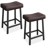 Garvee Barhocker Set 2, 61 cm, PU-Leder, Gepolstert, Metallgestell für Kücheninsel & Bar - Braun