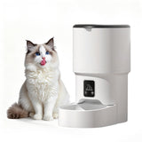GARVEE Automatischer Futterautomat 4L für Katzen, Dual-Power Futterspender mit Timerfunktion, Für Katzen und kleine Hunde, Sicherer und zuverlässiger Trockenfutterspender, Weiß - Weiß