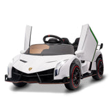 Garvee 12V Kinder Elektroauto – Flügeltüren, LED, MP3, Fernbedienung, 3 Geschwindigkeiten, Weiß, Ab 3 Jahren - Weiß