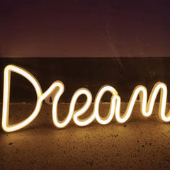 GARVEE Neonwandlicht Dream 39x13,5 cm LED USB-betrieben Warmes Licht Buchstabenzeichen für Schlafzimmer, Bar, Hochzeit