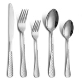 Garvee 20-Teiliges Silberbesteck-Set Für 4 Personen, Edelstahl, Kariertes Design, Spiegelpoliert, Spülmaschinenfest, Küche & Restaurant, Silber - silber