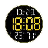Garvee Digitale 30 cm Wanduhr Mit Datum, Woche, Temperaturanzeige, Gelb, Elektronisch Für Büro Und Zuhause - Gelb