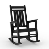 Garvee Schaukelstuhl HDPE, 89×65×106 cm, Hohe Rückenlehne, Wetterfest, Robust, Für Garten, Schwarz - Schwarz