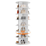 Garvee 7-Stöckiger Drehbarer Schuhregal-Turm 360° Drehbar 12mm MDF Für Wohnzimmer & Flur Platzsparend Vielseitig Freistehend - Weiß