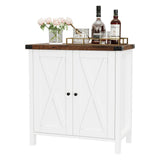 Garvee Küchenbuffetschrank Sideboard Mit Türen Verstellbarem Regal Landhausstil Für Küche Wohnzimmer Esszimmer Weiß - Weiß+Braun