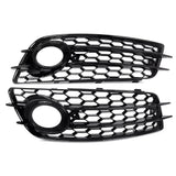 Garvee Kühlergrill für Audi A4 B8 S-Line 2008–2012, glänzendes schwarzes ABS, Wabendesign, Nebelscheinwerferschutz