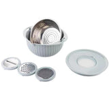 Garvee Colador De Acero Inoxidable 4 En 1 Mit Doppelter Drehbarer Schicht, Integrierten Rebanadores, Multifunktional Für Küche, Blau Nördlich