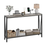 Garvee Grauer Konsolentisch 42,9" Mit Stauraum Holz & Metall 2-Stöckig Schmal Für Wohnzimmer & Flur - Grau