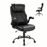 Garvee Ergonomischer Chefsessel aus Kunstleder, Bürostuhl mit Taschenfederkern, verstellbarer Kopfstütze, 90°–135° Liegefunktion, höhenverstellbar, bis 159 kg - Schwarz