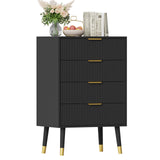 Garvee Moderner 5-Schubladen-Kommode Mit Metallbeinen, Goldgriffen Für Schlafzimmer Und Wohnzimmer, MDF-Holz, Wasserfest, Stabil, Elegant Gold - Schwarz