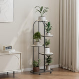 Garvee Pflanzenständer Indoor Mit 4 Rollen, 5-Lagig, Schwarzes Metall Für Wohnzimmer & Balkon, Mobil, Stabil, DIY - Schwarz