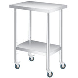 Garvee Edelstahl Arbeitstisch 24x18 Zoll Mit Verstellbarem Unterregal Und 4 Rollen Für Gastronomie & Outdoor, Robust, Rostfrei - 18*24